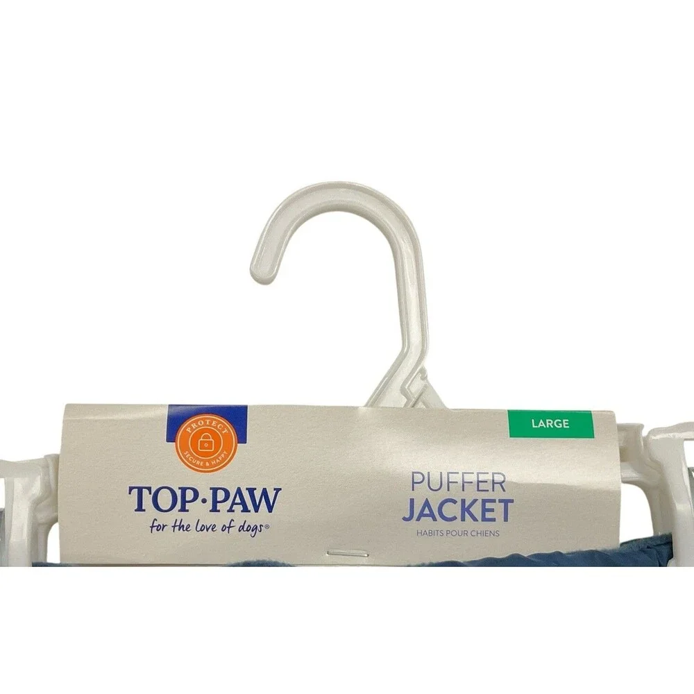 Top‎ Paw Size Large (17.5”) Black Reversible Puffer Dog Jacket Warm Winter NWT